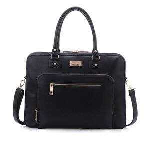 Sandy Lisa London Shoulder Bag Laptop Tote Black Caryall Vegan $119